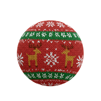 A festive Christmas ball ornament features a knit pattern with reindeer and snowflakes, perfect for holiday decor. png