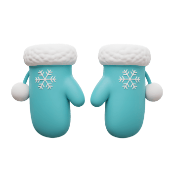 A pair of adorable blue mittens featuring a white snowflake and fur trim are perfect for staying warm and stylish in the winter. png