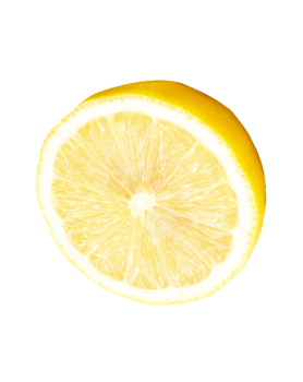 A half of ripe yellow lemon fruit isolated with clipping path in file format png