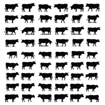 Cows Galore A Field Full of Bovine Black Silhouettes vector
