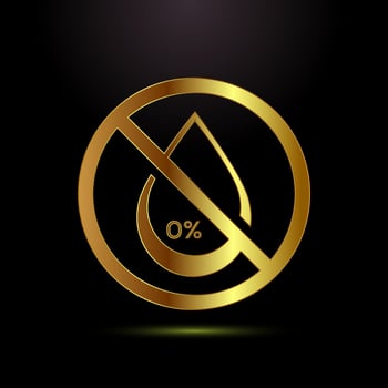 Alcohol Free Icon, No Alcohol Sign Symbol in gold color style vector