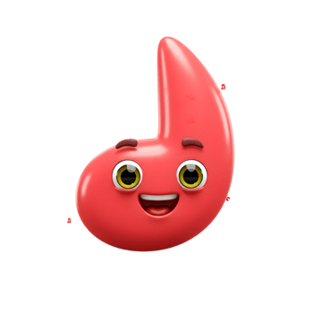A friendly cartoon music note smiles and floats on a white background, ideal for music education materials or children's content. png