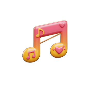 A colorful musical note with heart designs conveys a cheerful and romantic feeling, suitable for expressing love through music. png