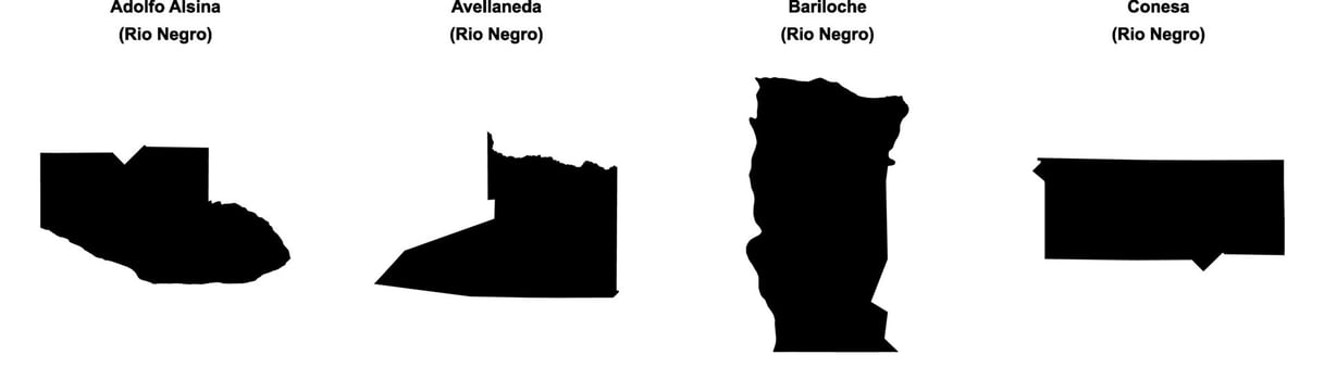 Adolfo Alsina, Avellaneda, Bariloche, Conesa outline maps vector
