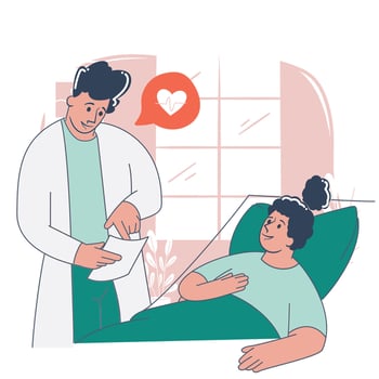 Male Doctor Checking Medical Chart of Hospitalized Patient Illustration vector