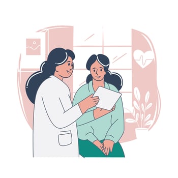 Female Doctor Consulting Patient in Medical Office Healthcare Illustration vector