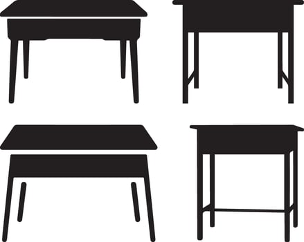Student Desk Silhouette Set School Furniture vector