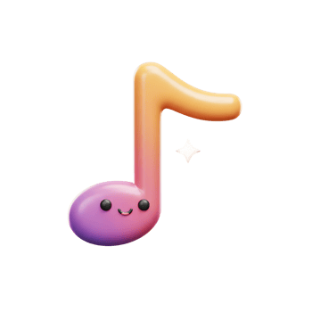 A cheerful musical note with a smiley face is depicted alongside sparkling stars, making it great for children's learning materials. png