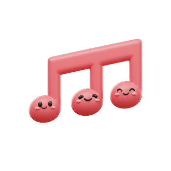 A red cartoon musical note with smiling faces represents a joyful tune, perfect for representing fun or light-hearted audio. png