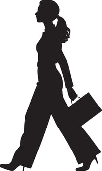Businesswoman walking silhouette professional career success vector