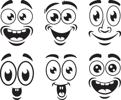 Unique cartoon faces with different expressions vector