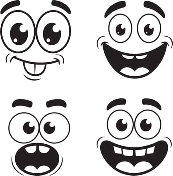 Nice unique cartoon faces with different expressions vector
