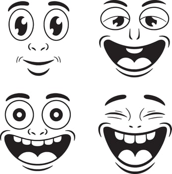 Nice cartoon faces of different emotions vector