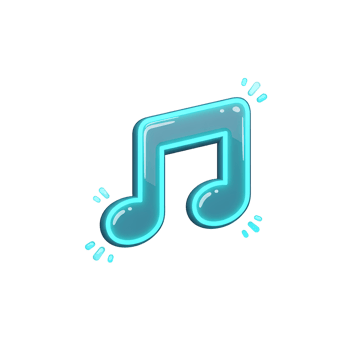 A glowing blue music note is isolated on a white background, and it can be used as a graphic element in music-themed designs. png