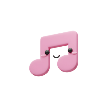 A pink music note featuring a cute smiley face, can be used for musical design or decoration. png
