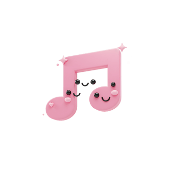 A pink music note is animated with adorable smiling faces and shining stars, making it ideal for children's media and musical education materials. png