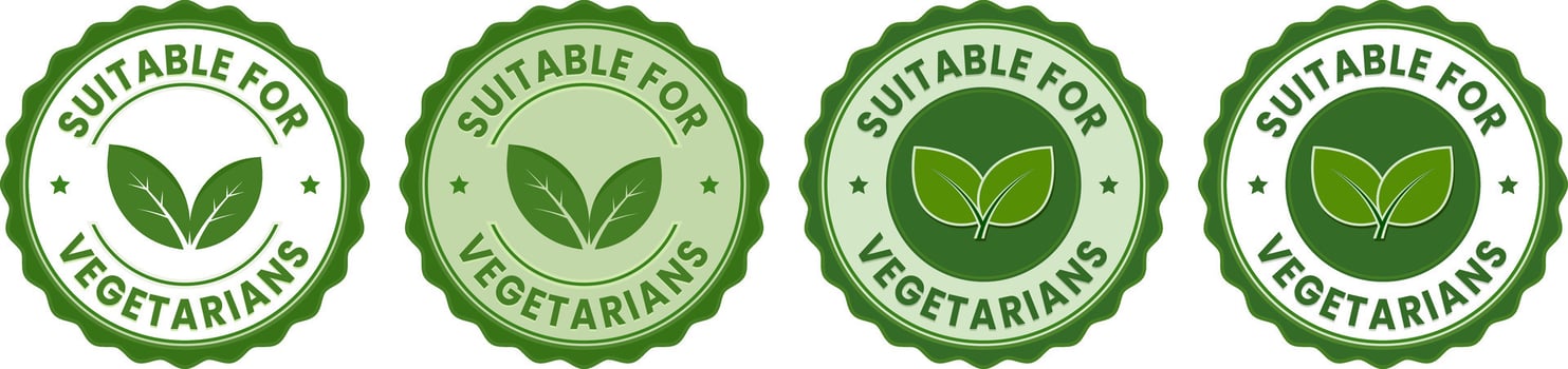 four green labels with the words sustainable and organic vector