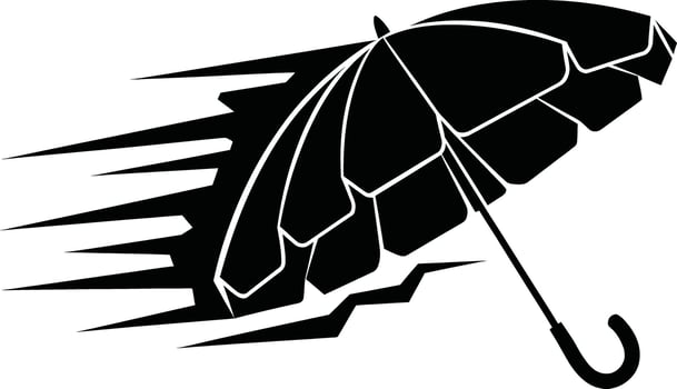 Fast moving umbrella silhouette graphic vector