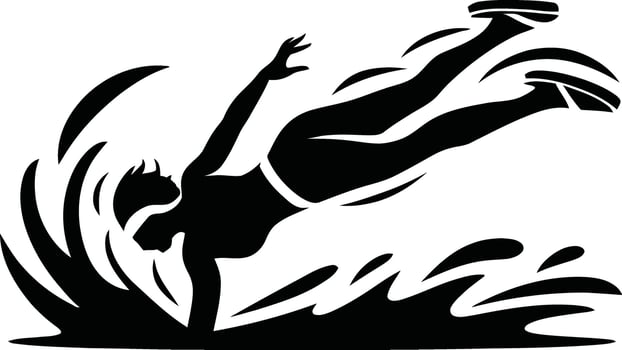 Dynamic swimmer silhouette action pose vector