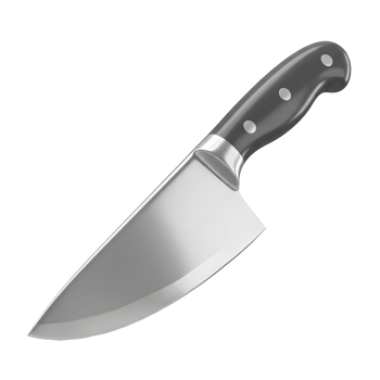 A sharp kitchen knife is displayed on a white background, which is commonly used for food preparation. png