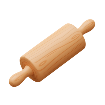 This wooden rolling pin is a kitchen tool used to flatten dough and pastry to create perfect pies and cookies. png