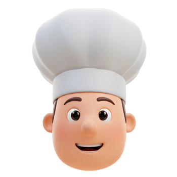 Smiling cartoon chef head wearing a white toque makes a fun and appealing image for cooking or food related content. png
