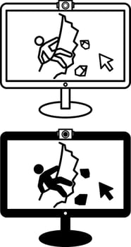 Monitor Icons. Black and White Illustrations. Device For Outputting Any Information From A Computer. vector