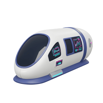 A futuristic train with illuminated screens is presented in a detailed illustration, likely for concept art or promotional material. png