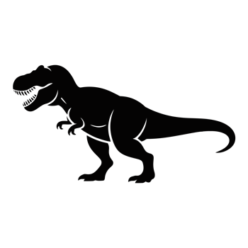 A bold, black silhouette of a Tyrannosaurus rex cutouts png