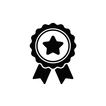 A black silhouette icon of an award ribbon features a star in the center, symbolizing excellence or achievement. cutouts png