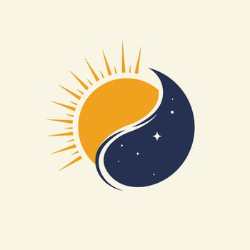 Sun and the night sky in the shape of a yin yang vector