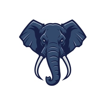 Blue elephant head with tusks logo design vector