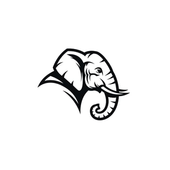 Elephant head logo design in black and white vector