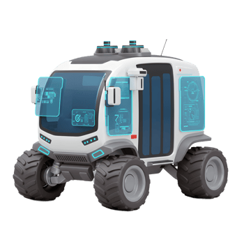 A futuristic vehicle with large tires is shown on a white background, suggesting it could be used for exploration or research. png