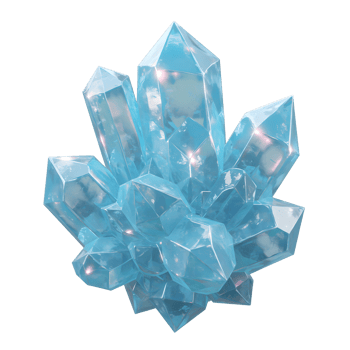 A cluster of multiple sharp, icy-blue crystals with visible internal refractions creates a visually appealing object for ornamental or decorative purposes. png