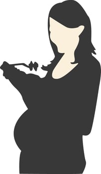 Silhouette of Pregnant Female on White Background vector