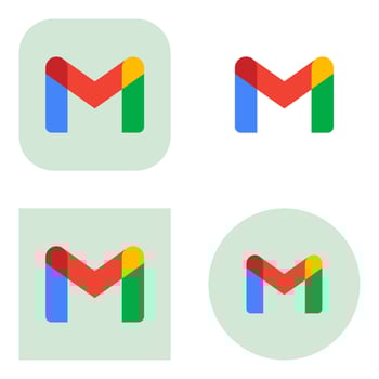 Gmail icon collection with green background on transparent background vector