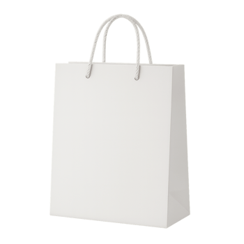Matte white shopping bag with handles on transparent background png