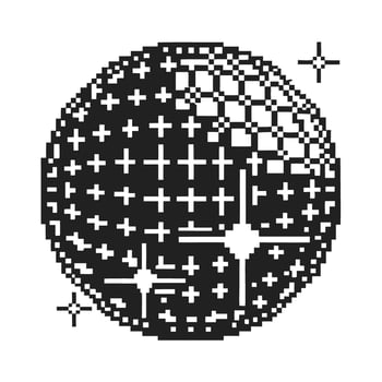 pixel art celestial moon black and white night sky with stars digital retro space design vector