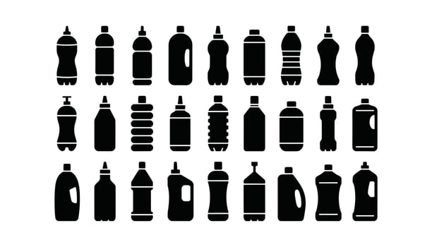 Set of Various Bottle Silhouettes, Black Collection of Glass Bottles, Alcohol, Wine, Liquor, Beverage Icons for Bar, Restaurant, and Design. vector