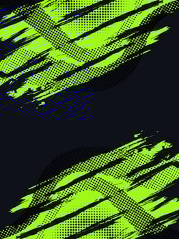 Sport Cover or Poster Design Template with Green and Black Brushstrokes and Halftone Style vector