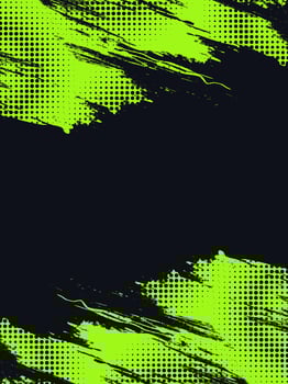 Abstract Sport Cover or Poster Design with Green and Black Brush Illustration and Halftone Effect vector