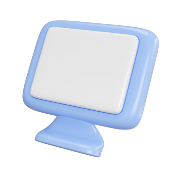 3D blue computer screen with blank display. Ideal for web analytics, social media, online shopping concepts. Represents internet, gaming, digital communication. Minimal design with copy space. png