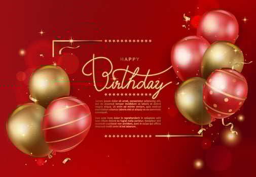 Festive red and gold balloon background, perfect for celebrations and birthdays vector