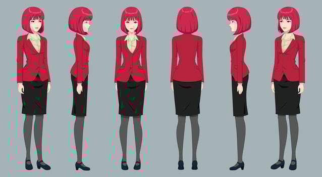 Businesswoman character in red suit vector