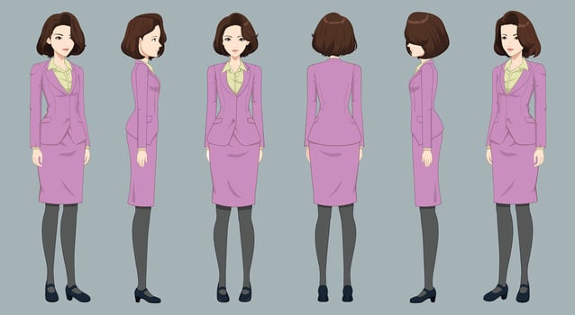 Animated character in a pink suit vector