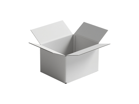 open white box mockup angled transparent background png