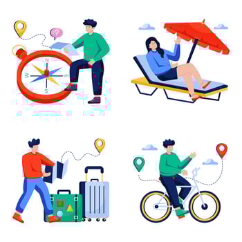 Set of Summer and Travel Flat Illustrations vector