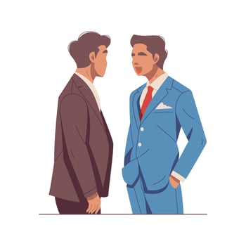 portrait of two businessman talking together illustration vector