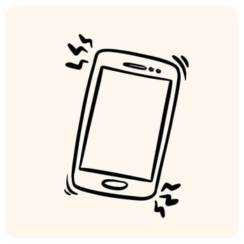 Hand-Drawn Ringing Smartphone Doodle Icon with background cream vector